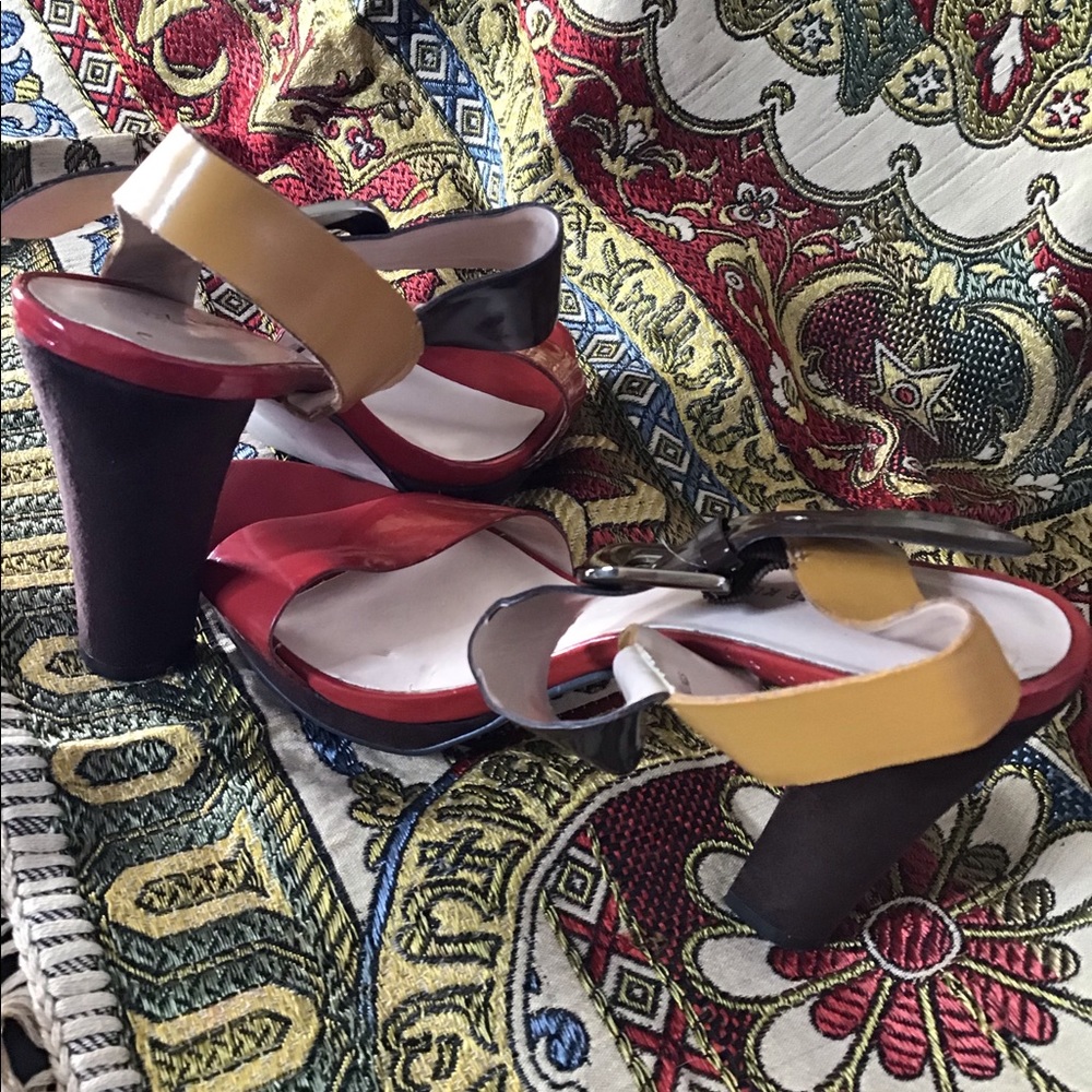 AK Anne Klein patent leather high heel sandal